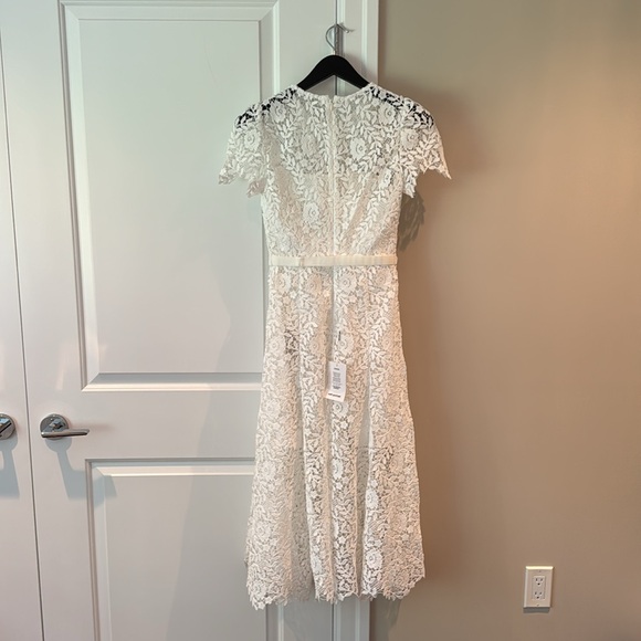 Self-Portrait White Rose Lace Midi Dress - Picture 2 of 6